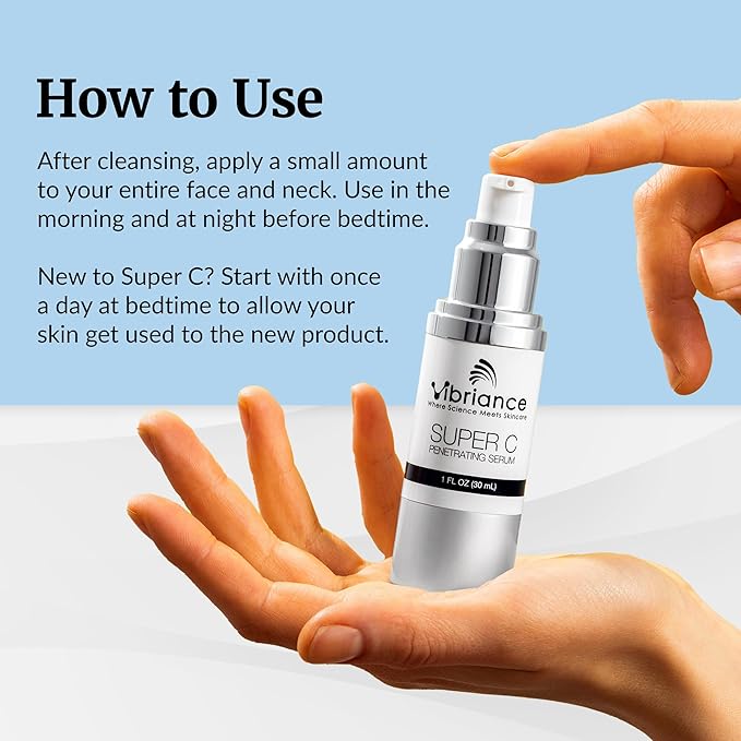 Vibriance Super C Serum for Mature Skin - All-in-One Vitamin Formula Hydrates, Firms, Lifts, Smooths, Targets Age Spots, Wrinkles, 1 fl oz - Pack of 2