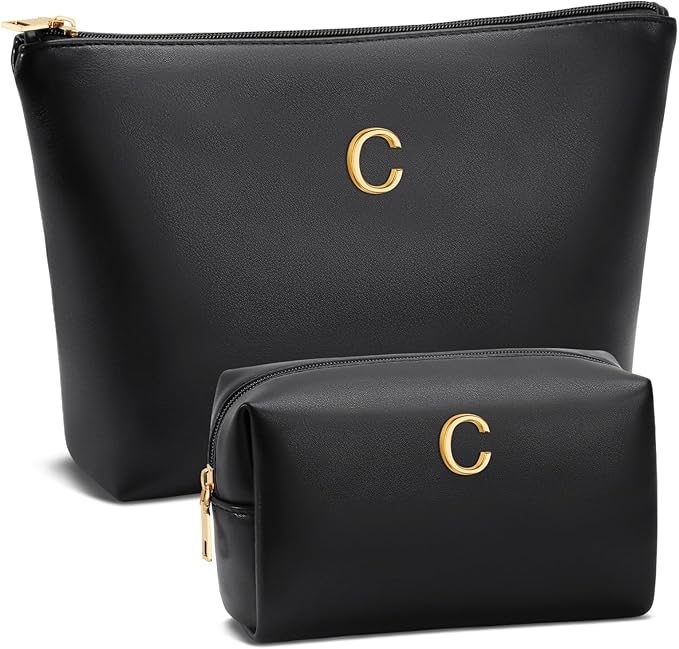 CLOUDWINGS Gifts for Women Girls Personalized Initial Travel Makeup Bag
