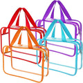 YOQIVEXU 4 Pack Large Clear Makeup Bag, Heavy Duty Plastic Clear Cosmetic Toiletry Organizer Bags with Handle, Waterproof Toiletry Zipper Tote Bags for Travel, Gym, Cosmetic, Toiletry