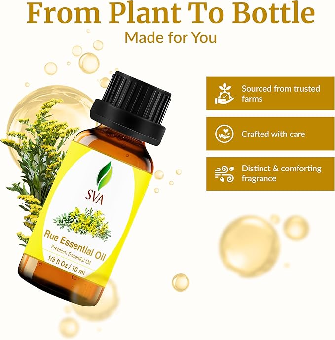 SVA Rue Essential Oil in Glass Bottle, 1/3 Fl Oz (10 ml)