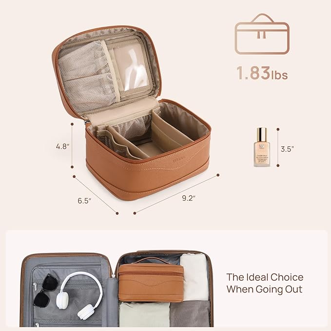 Telena Large Makeup Bag, Travel Toiletry Bag for Women, Vegan Leather