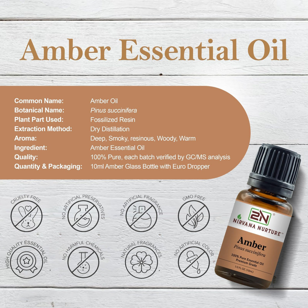Nirvana Nurture Amber Essential Oil,100% Pure Undiluted, Aromatherapy Oil for Diffuser, Hair & Skin Care