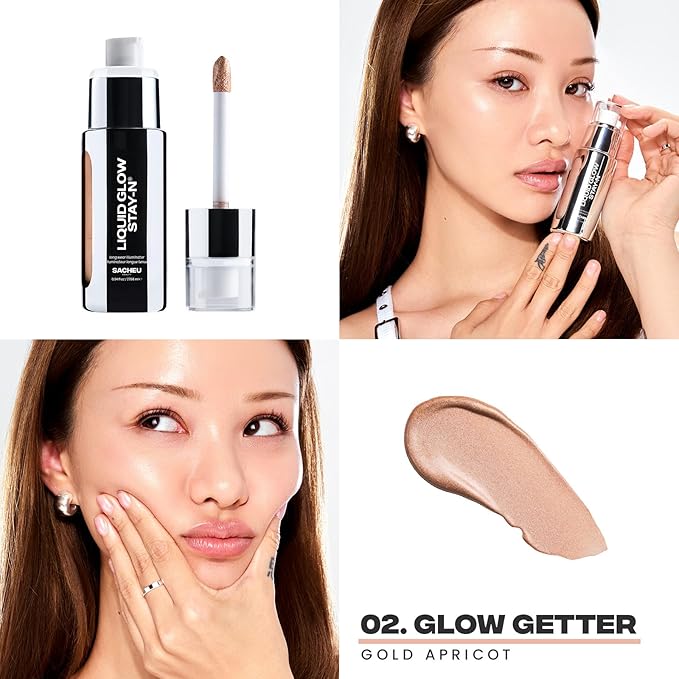 Sacheu Liquid Glow STAY-N Highlighter, Illuminator & Bronzer, Glow Getter