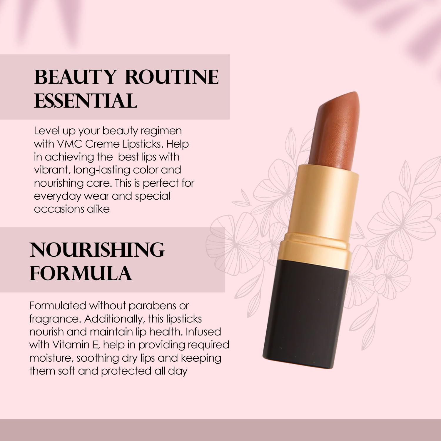 Vera Moore Creme Lipstick, Long Lasting, Lightweight, Moisturizing, Opaque Color with Staying Power, Fragrance, and Paraben Free Cosmetics Soft Lipstick (Timeless)