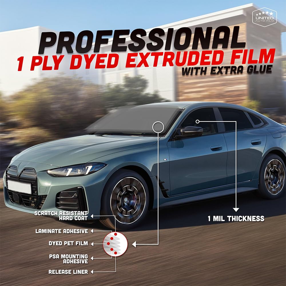 United 42% VLT Professional Window Tint Film - 20" x100' Upgraded 1 Mil Dyed PET Film - 99% UV Block Privacy Car Window Tint for Truck, Home - Heat & Glare Control