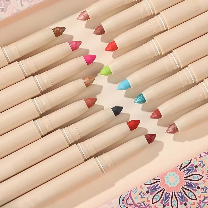 SAUBZEAN Eyeshadow Pencil Makeup, Waterproof Hypoallergenic Long Lasting Crayon, Highlighter Matte Cream Eye Shadow Stick, Glitter Primer Palette Shimmer Eyeliner Pen, Enthusiasm Matte