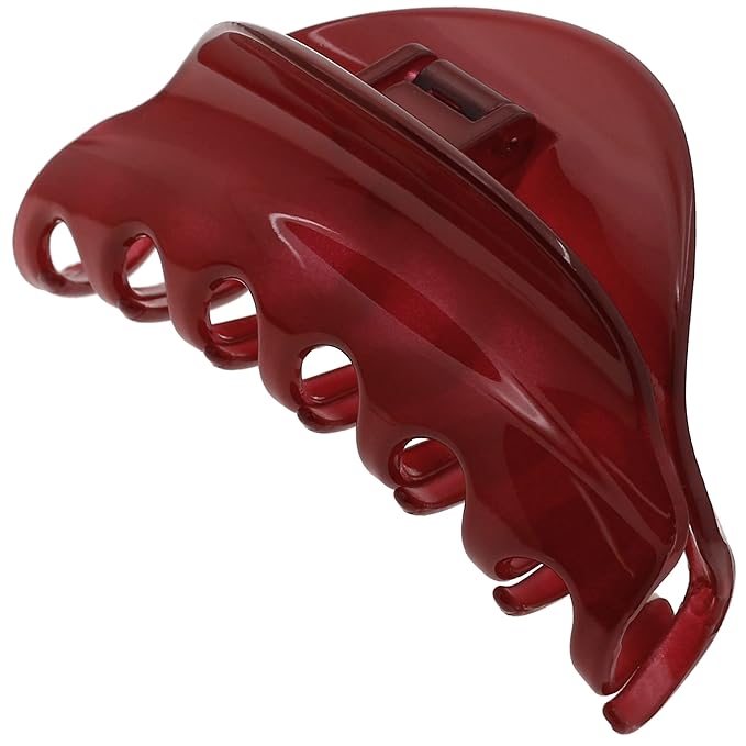 Camila Paris CP2529 French Hair Clips for Women, 3.75" Red Large Claw Clip Strong Hold All Day, Girl Large Claw Clips for Thick Hair, No Damage No Slip Flat Clip for Women. Made in France