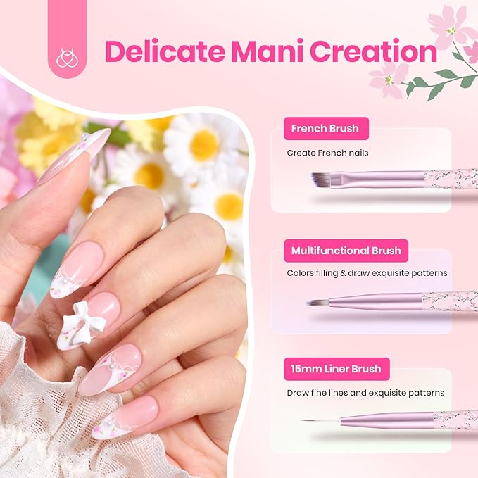 Beetles Gel Polish Nail Art Brushes Set 6 Pcs Nail Brush and 8 ml Pink