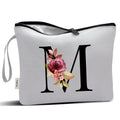 Vavabox A-Z Personalized Makeup Bag, Birthday Gifts for Women Mom, Gifts for Best Friend, Bride Bridesmaid Cosmetic bag (S, Grey)