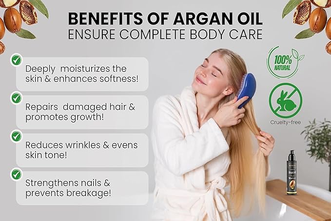 ALFZON Moroccan Argan Oil 100% Pure USDA Organic Cold Pressed Unrefined – Deep Moisturizing Hair & Scalp Treatment for Dry, Damaged, Curly & Frizzy Hair – Face & Skin – 3.38 Fl Oz Glass Bottle