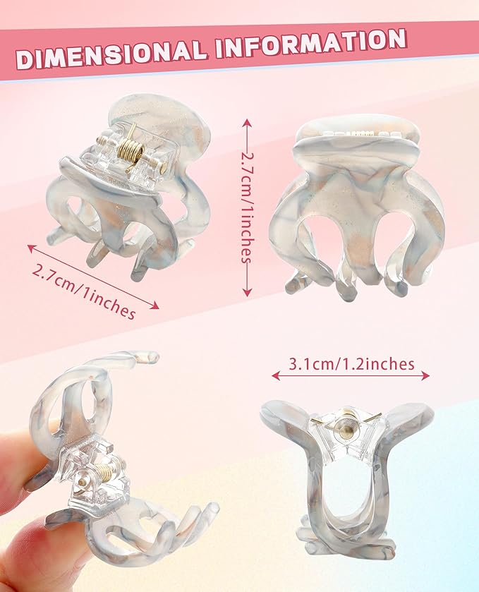 CHLINS 12 Pcs Small Hair Clips for Women, Cute Acrylic Mini Claw Clips Accessories for Thin Fine Hair, Non-Slip Little Jaw Clamps for Half Updo Styling & Bangs