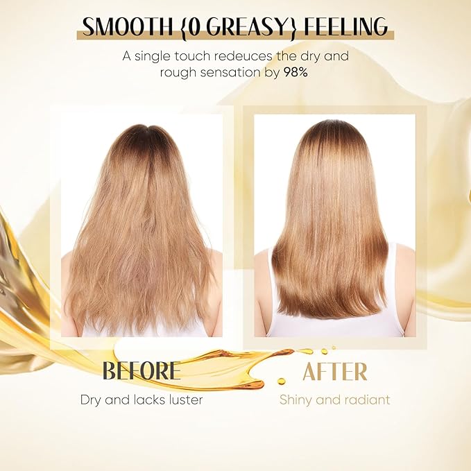 GREEONIL Hair Oil with 24K Gold Infused Argan Oil for Frizz Control