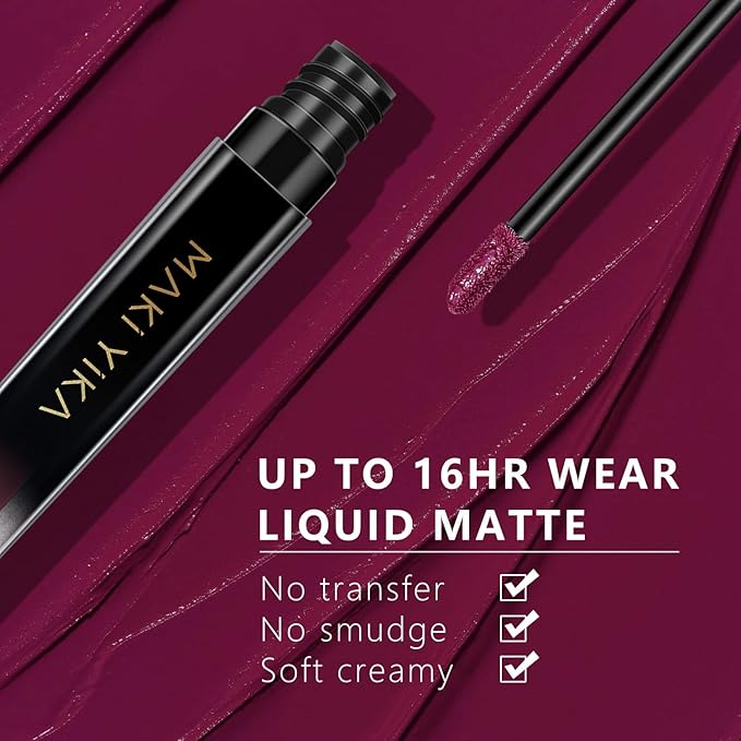 MAKI YIKA Dark Purple Lipstick Matte for Women Color Stay Long Lasting Lipsticks