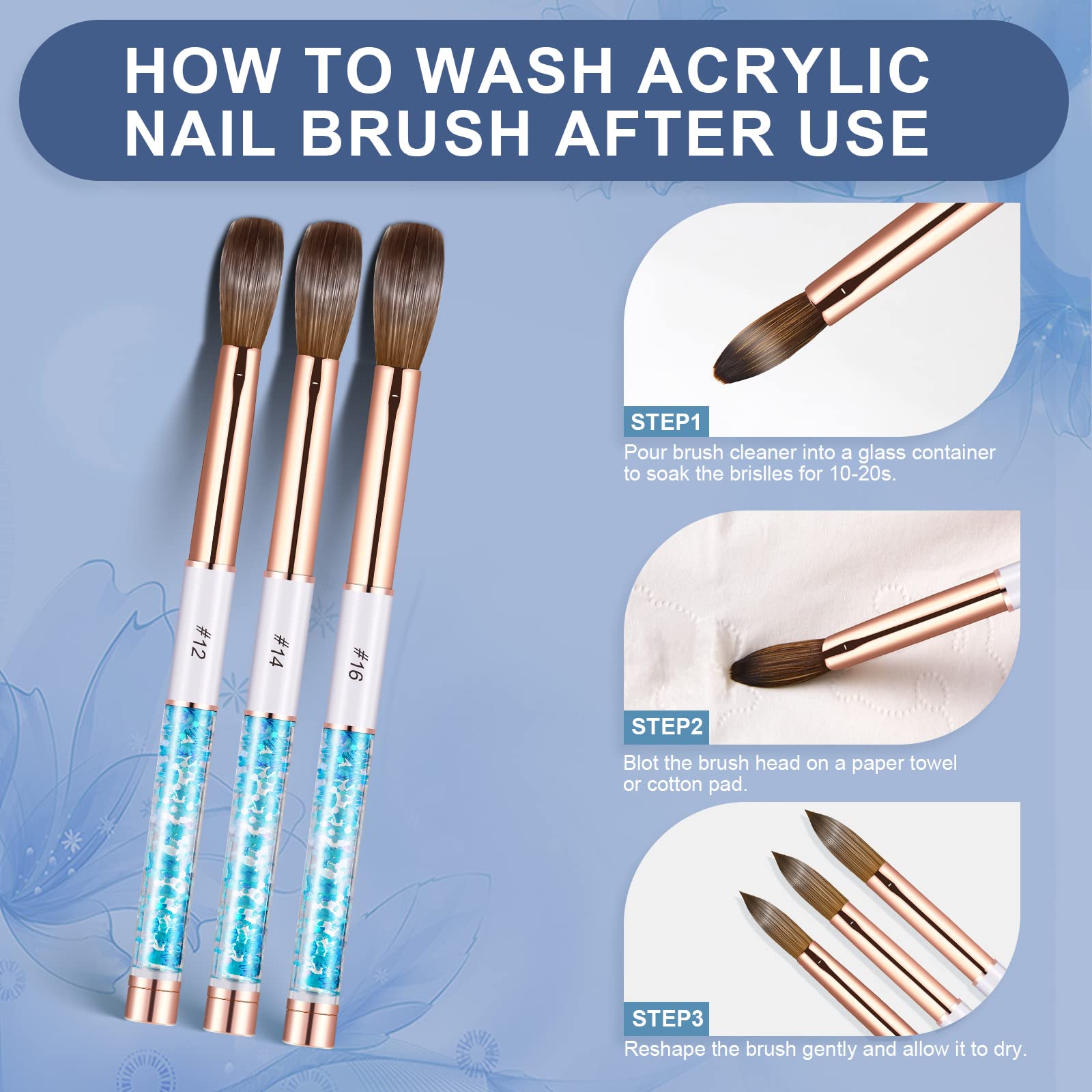 Shine Chance Acrylic Nail Brush Size 12, 100% Real Kolinsky Art Nail Brush for Acrylic Powder Application, Handmade Women Manicure Nail Extension Tool for Professional DIY Home Salon and Beginners