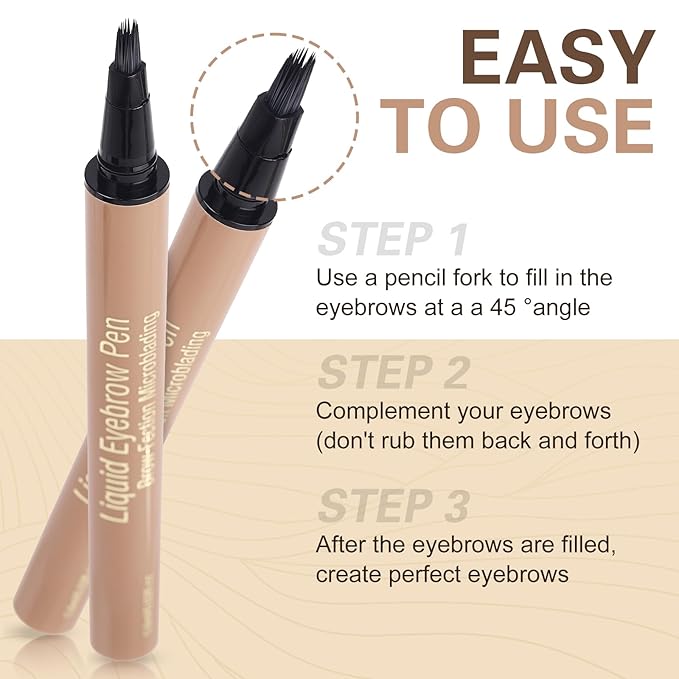 UCANBEMAKEUP Microblading Brow-Fection Brow Eyebrow Pencil – Angled Brush Tip, Wild Natural Hair-Like Strokes, Patented Design, Long-Lasting & Smudge-Proof, for Beginners & Pros(02 Dark Brown）