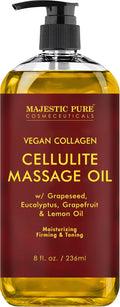 Majestic Pure Firming Body Massage Oil- Helps Smooth the Appearance of Cellulite & Improve Skin Texture- Natural Oils with Collagen- Refreshing Aromatherapy Body Oil for Legs & Full Body - 8 fl oz