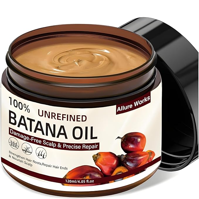 Allure Works 100% Unrefined Raw Batana Oil for Hair Growth Dr. Sebi, Organic from Honduras - Botana Oil Promotes Hair Growth, Thickness, and Prevents Hair Loss, Suitable for Men and Women. 4.05 oz