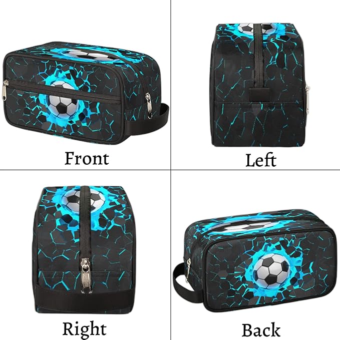 Bardic 3D Light Wall Football Portable Travel Toiletry Bag, Sport Ball Dopp Kit Cosmetic Organizer Makeup Bag Shower Shaving Bag for Men Women