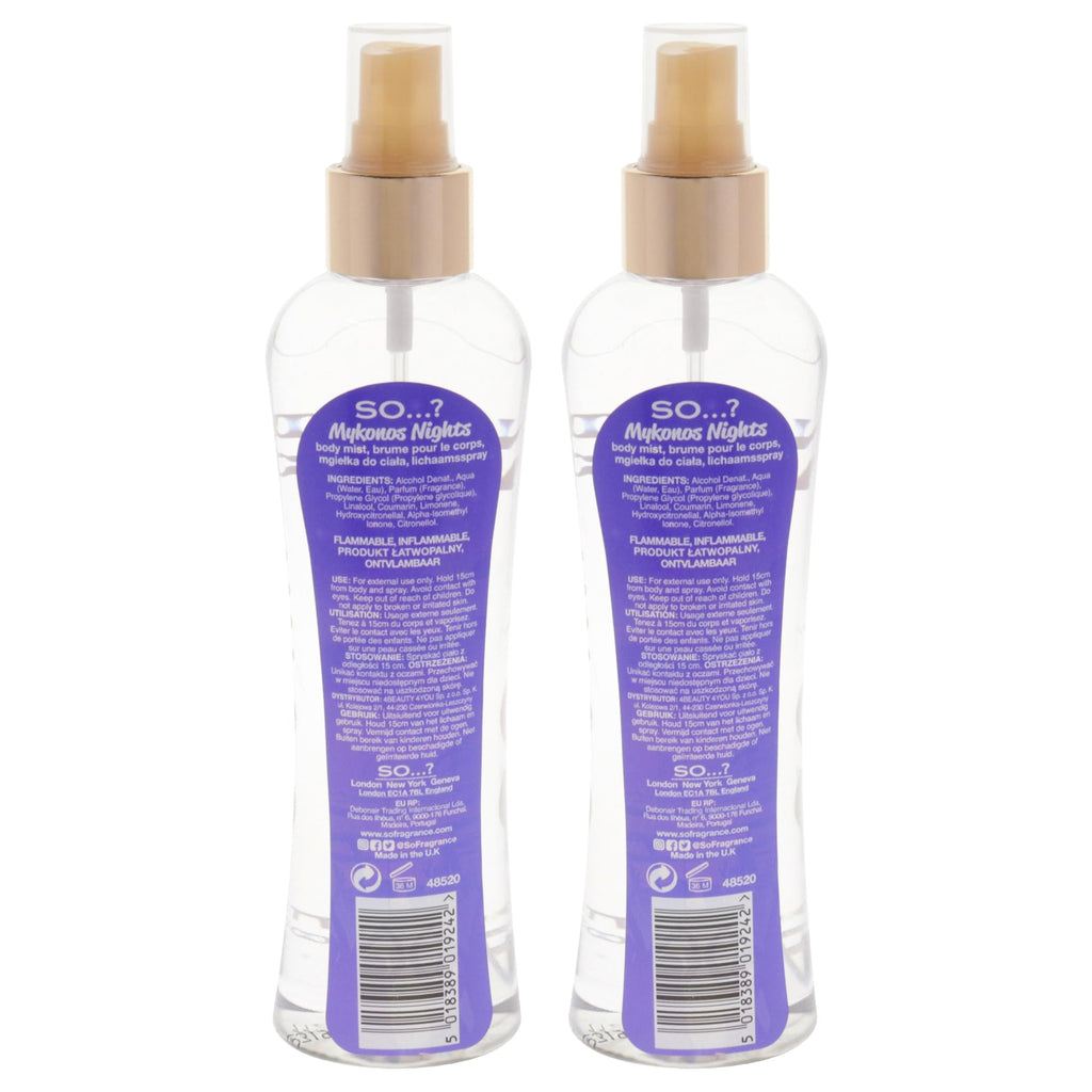 Mykonos Nights Body Mist by So…? for Women - 6.9 oz Body Mist - Pack of 2