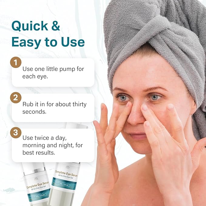Sun Coast Sciences Complete Eye Serum - All In One Eye Gel with Peptides, Hyaluronic Acid & Vitamin C - Anti Aging Under Eye Serum for Dark Circles & Fine Lines - 0.5 Fl Oz (Pack of 1)