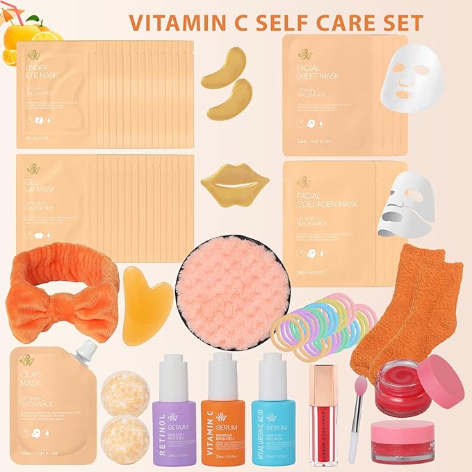 55 Pcs Mothers Day Gift for Women, Overnight Mask, Skin Care Kit, Self-Care Spa Set, Bath & Body Care Basket Gift Set, Face Sheet Mask Gift Basket, Face Serum, Christmas, Anniversary, Wife