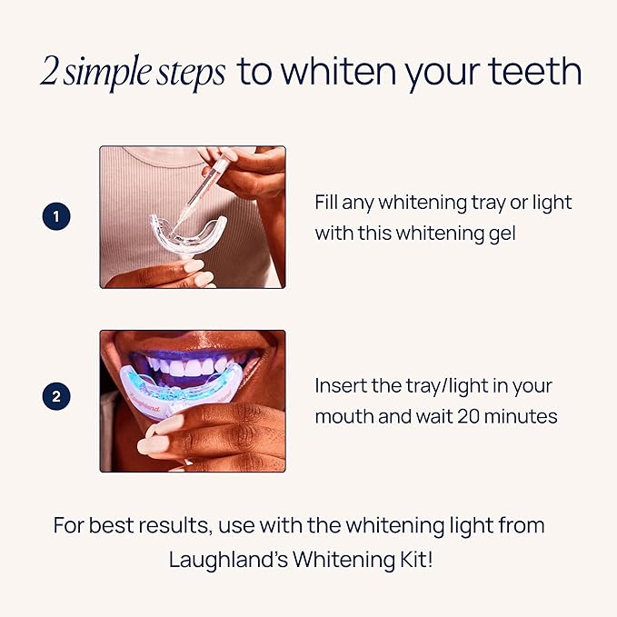 Laughland Gentle Teeth Whitening Gel 3 Pack, Tooth Whitener, Made with Sodium Bicarbonate, Glycerin, Aloe Vera & Mint, Gentle on Sensitive Teeth, At Home Dental Care, Travel Friendly, 6 Treaments