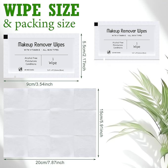 Swiffen 150 Pcs Makeup Remover Wipes Bulk Waterproof Makeup Wipes Individually Wrapped Face Wipes for Women Gentle Facial Cleansing Towelettes for Travel Hotel Skin Mascara Lipstick Oil Dirt (White)