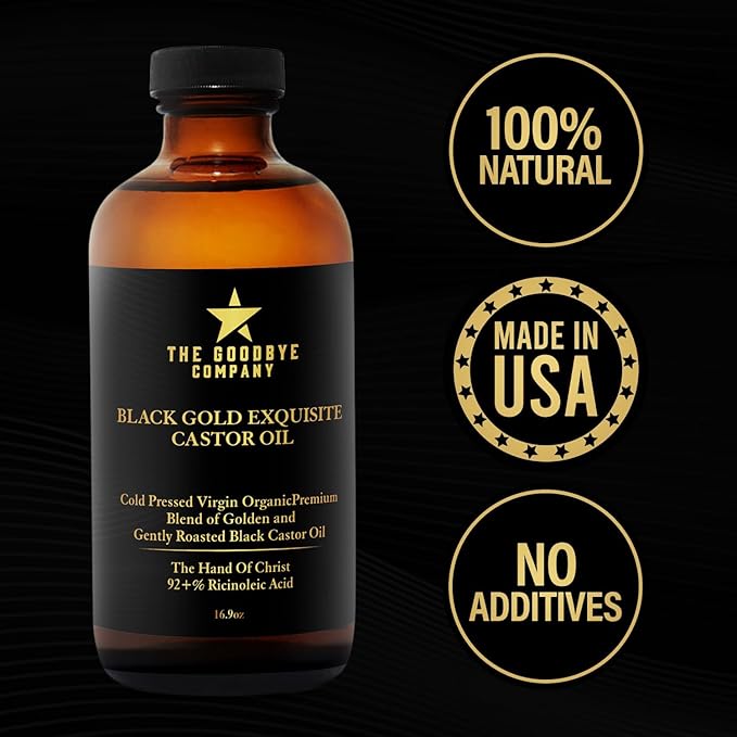 The Goodbye Company Organic Jamaican Black Castor Oil for Hair, Skin, Brows & Lashes, 16.9 oz
