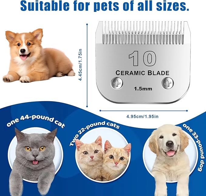 colorski 10Blades Dog Grooming Replacement Blades Compatible with Andis Pet Clipper/Oster A5/Wahl KM Series Dog Clipper,Ceramic Blade & Stainless Steel Blade (#10+30+40+5FC+7FC) 5Pack