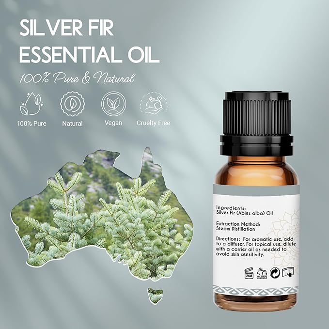 LOTUSJOY Silver Fir Essential Oil for Diffuser Massage Skin Care DIY, 0.34 Oz