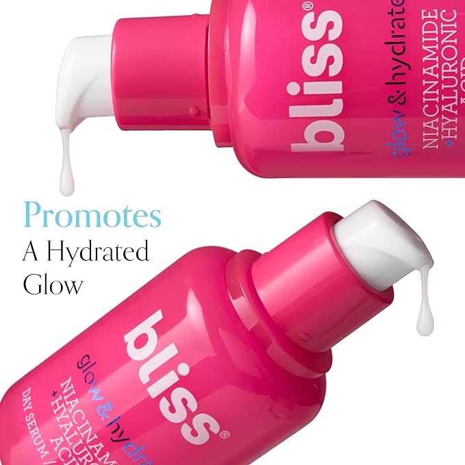 Bliss Glow & Hydrate Serum – Niacinamide + Hyaluronic Acid Face Serum with Vitamin E – Hydrating & Brightening Serum for Dull Skin, Pores & Uneven Tone – Lightweight Daily Skincare, 1 Fl Oz