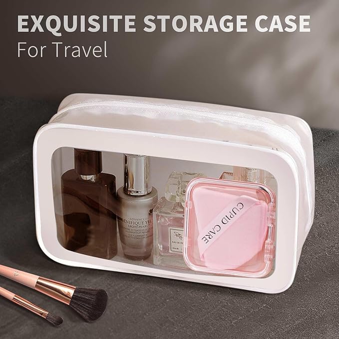 CUPID CARE 6 Pcs Powder Puff with 2 Travel Cases, Setting Powder Puffs for Face Powder and Foundation, Velour Makeup Puff for Loose Powder Body Powder, Skin-Friendly, Beauty Makeup Tools-Pink/Red