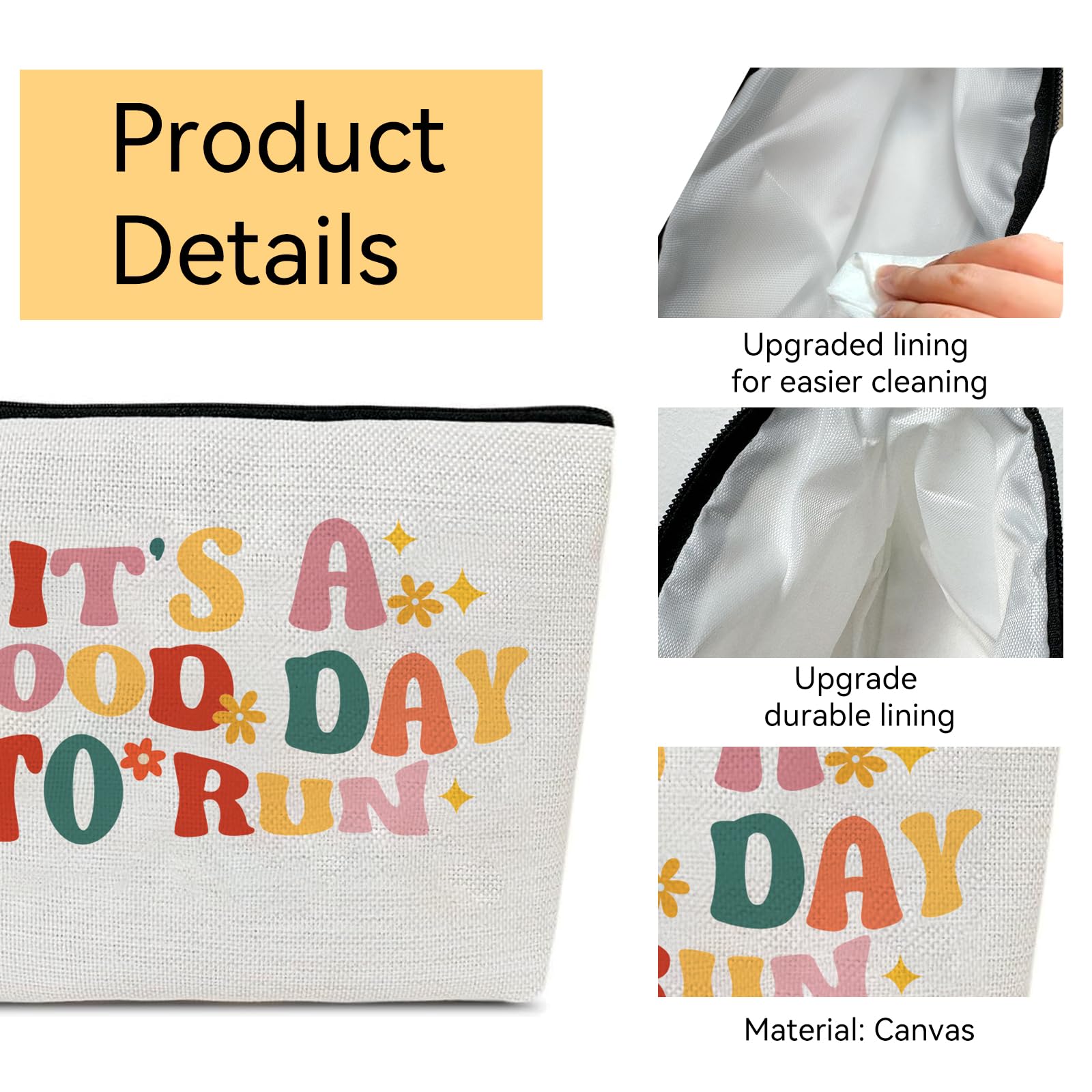 Running Makeup Bag, Gifts for Runners Women,Marathon Lovers, Women's Sport Accessories for Women, Birthday Christmas Valentines Day Presents for Her,It's a Good Day to Run Cosmetic Bags for Purse
