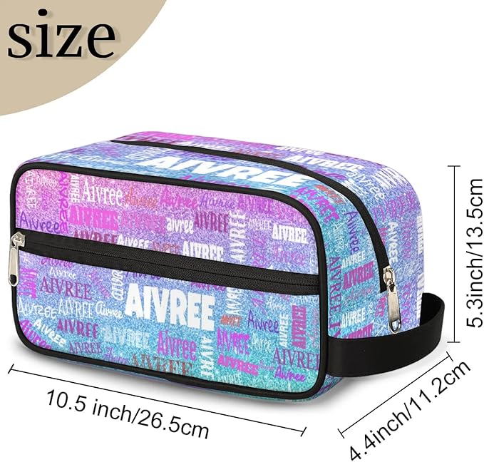 KFNHN Personalized Name Travel Toiletry Bag Gradient Purple Blue Glittering