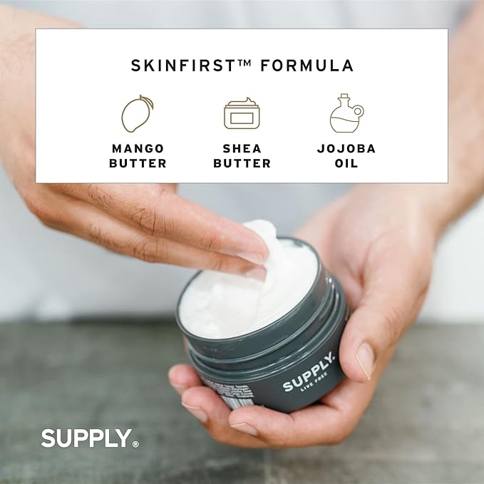 SUPPLY - Ultra Lather Shaving Cream - White Birch & Sage - Lathering, Mens Shaving Cream - Hypoallergenic, Naturally Soothing, Noncomedogenic - Protects Against Razor Burn and Irritation - 3.4 Oz Jar