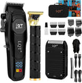 LQT 4-in-1 Men's Hair Clippers Kit, Includes Nose Hair Trimmer, Electric Shaver, and Engraving Trimmer, Wireless USB Rechargeable Grooming Set, Blue Ombre Design, Ideal Gift for Men (Black)