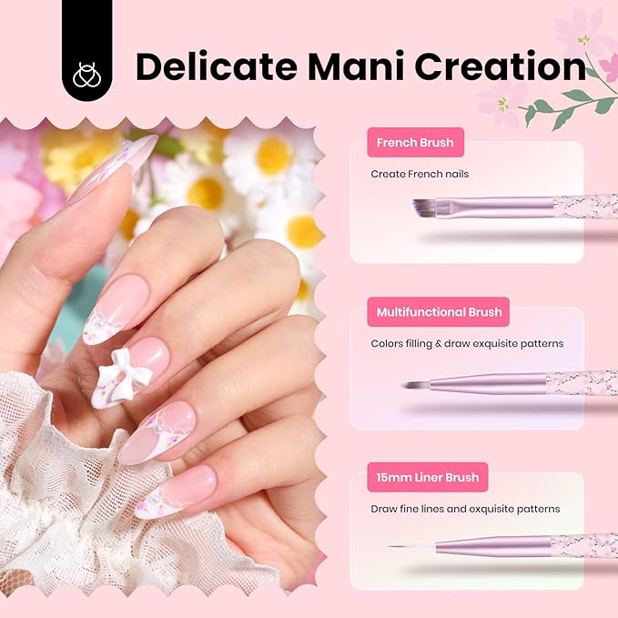 Beetles Gel Polish Nail Art Brushes Set, 6 Pcs Fingernail Art Design Pen