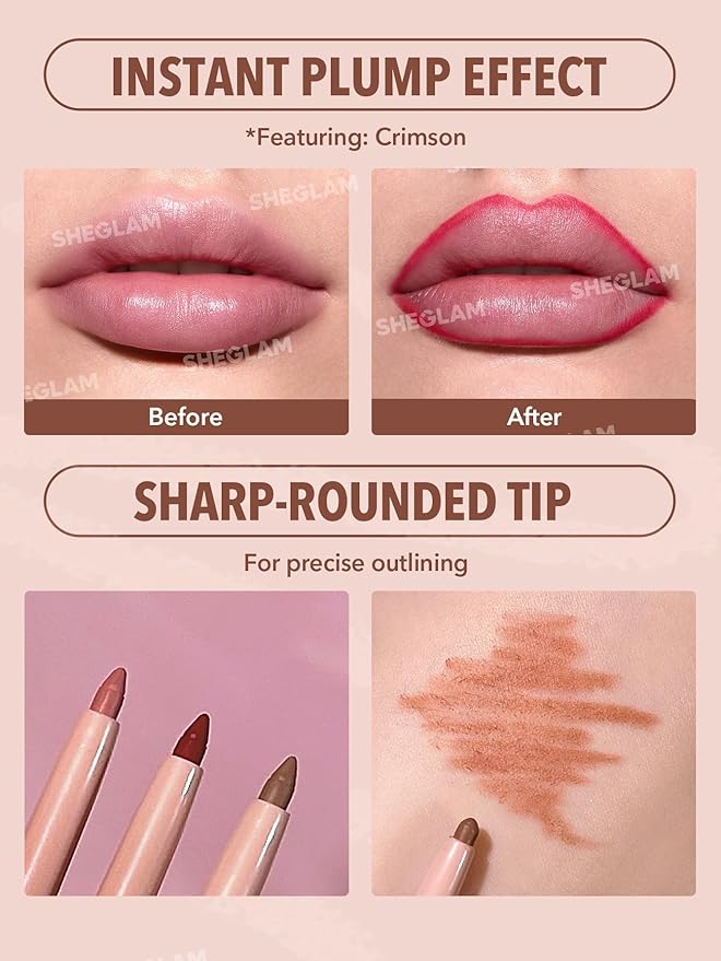 SHEGLAM Lip Liner Creamy Matte Pencil High Pigment Not Easy to Fade Silky Smooth Matte Contour Tint Lip Makeup-Toasted