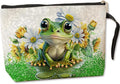 Cute Frog Makeup Bag Frog Gifts Frog Themed Gifts for Women Animal Lover Her Mom Wife Best Friend Aunt Niece BFF Toiletry Bag Mothers Day Graduation Birthday Gifts Daisy Flower Cosmetic Bag