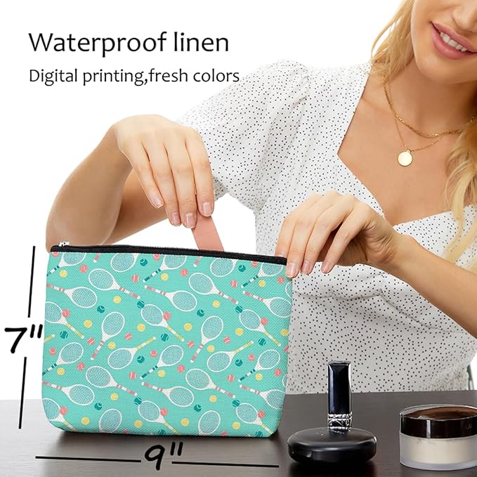Blue Leaves Inspirational Tennis Makeup Bag Accessories Cosmetic Bag 02