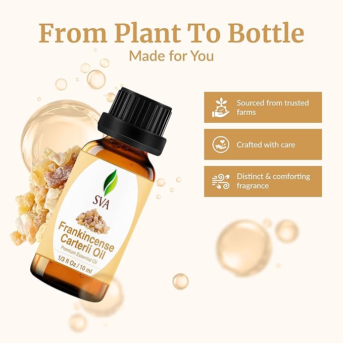 SVA Frankincense Essential Oil in Glass Bottle, 1/3 Fl Oz (10 ml)