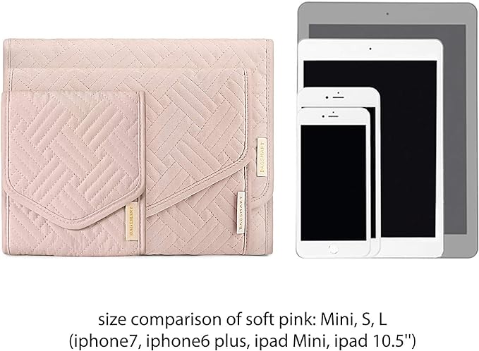 BAGSMART Travel Jewelry Organizer Roll Foldable Jewelry Case,Soft Pink