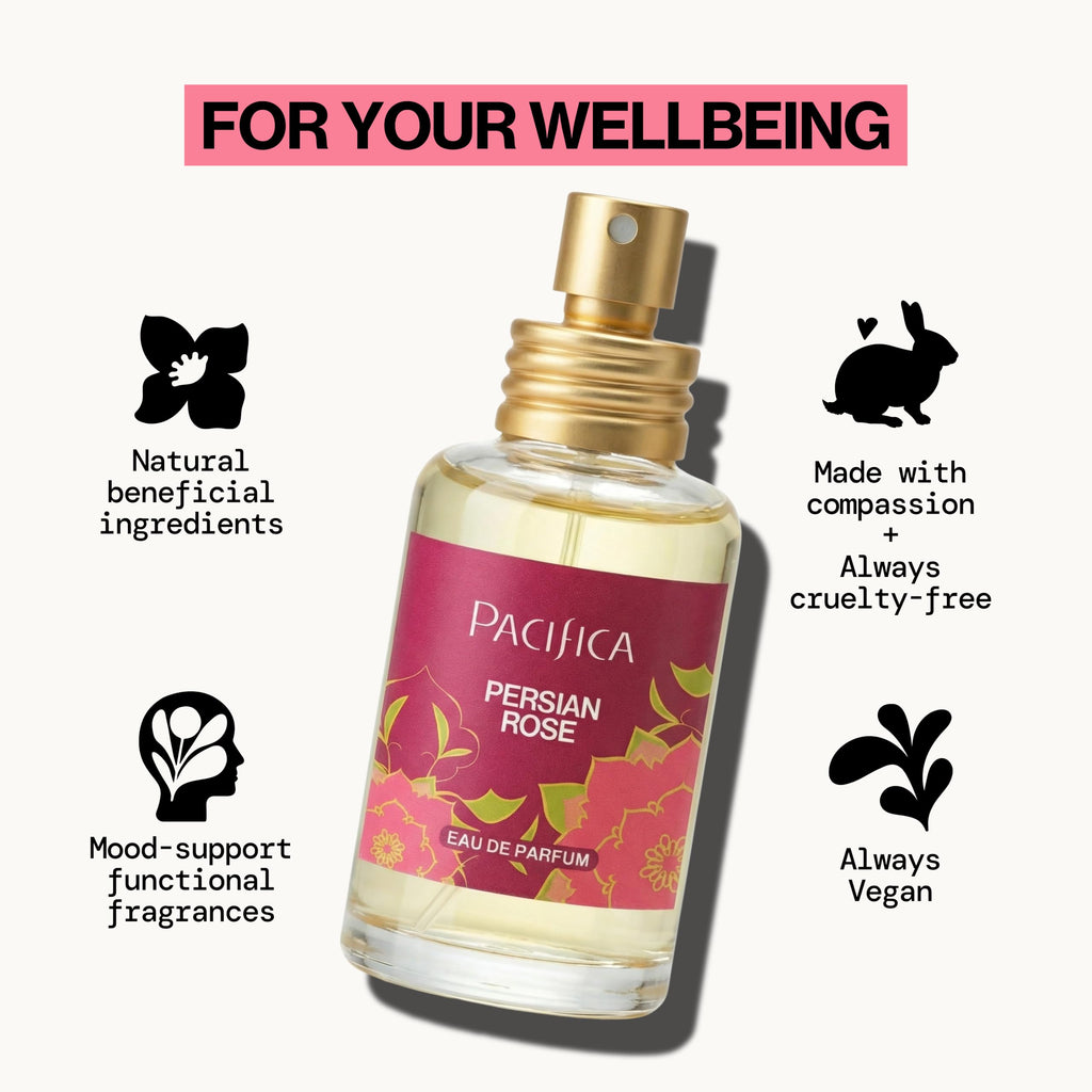 Pacifica Beauty Persian Rose Spray Perfume, Romantic Floral Fragrance, Vegan, Non-Toxic, Classic Feminine Scent with Natural Essential Oils, Cruelty-Free 1oz