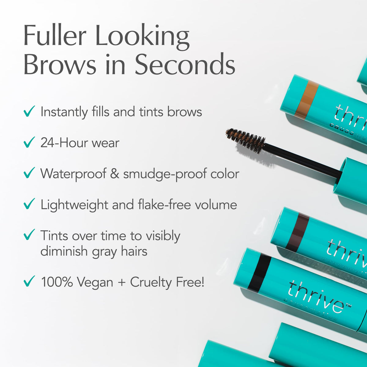 Thrive Causemetics Tinted Eyebrow Gel, Instant Brow Fix, Auburn