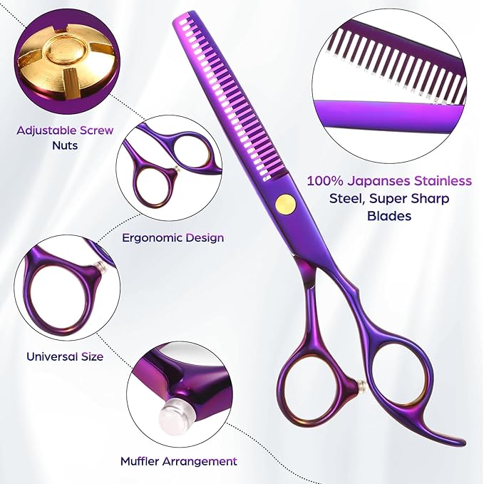 Wenshall Hair Cutting Scissors Professional 6.89 inch Barber Scissors Multifunctional Salon Thinning Scissors Straight Shears Tools for Mother Father Friends' Christmas Gift