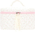Quilted Makeup Bag for Women, Travel Cosmetic&Toiletry Bag,Flower Pink
