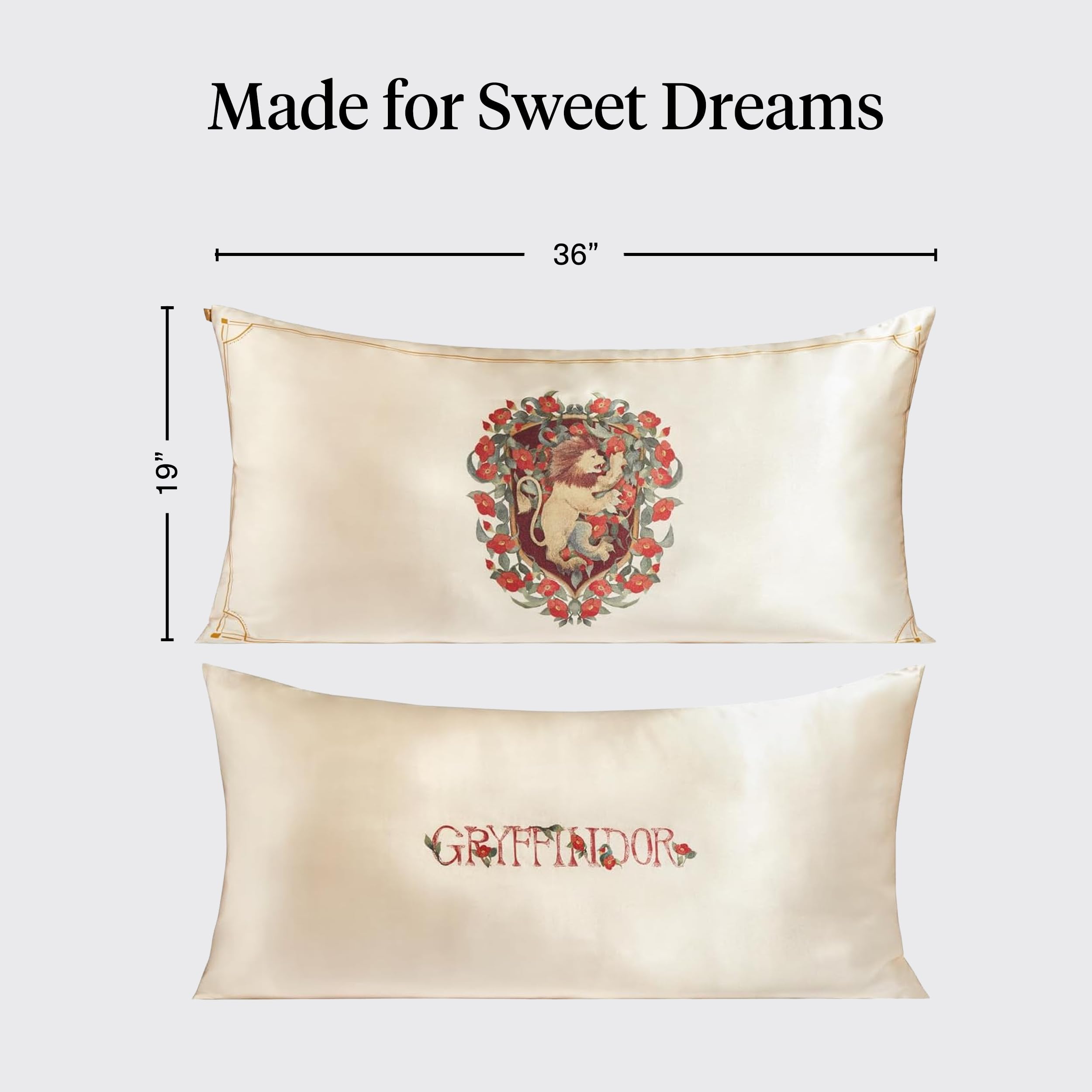 Kitsch & Harry Potter Satin Pillowcase W/Zipper - Size 19x36, Gryffindor