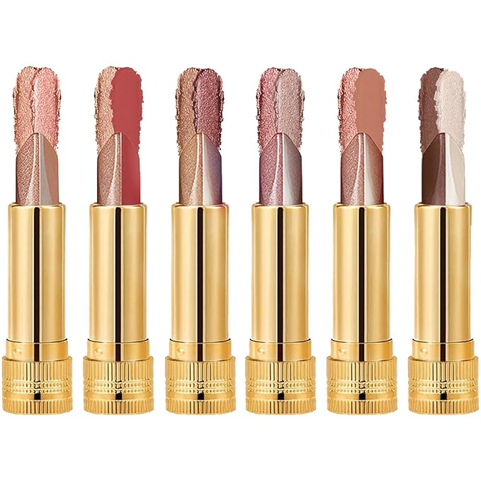 MooGlamor 6 Pcs Glitter Two-Color Eyeshadow Stick Set for Women Eye Makeup