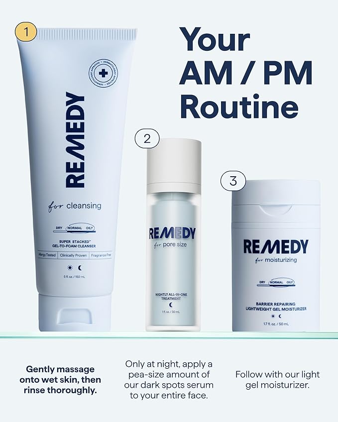 Remedy Gel-to-Foam Cleanser | Gentle Exfoliating Face Wash | Salicylic Acid, Ceramides and Green Tea | Fragrance Free | Eczema Seal Certified | Acne Prone Skin | By Dermatologist Dr Shah | 5 fl. Oz