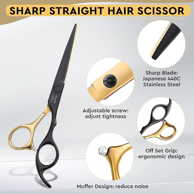 JASON Hair Cutting Scissors Set - 6" Professional 10-Piece Haircut Shears